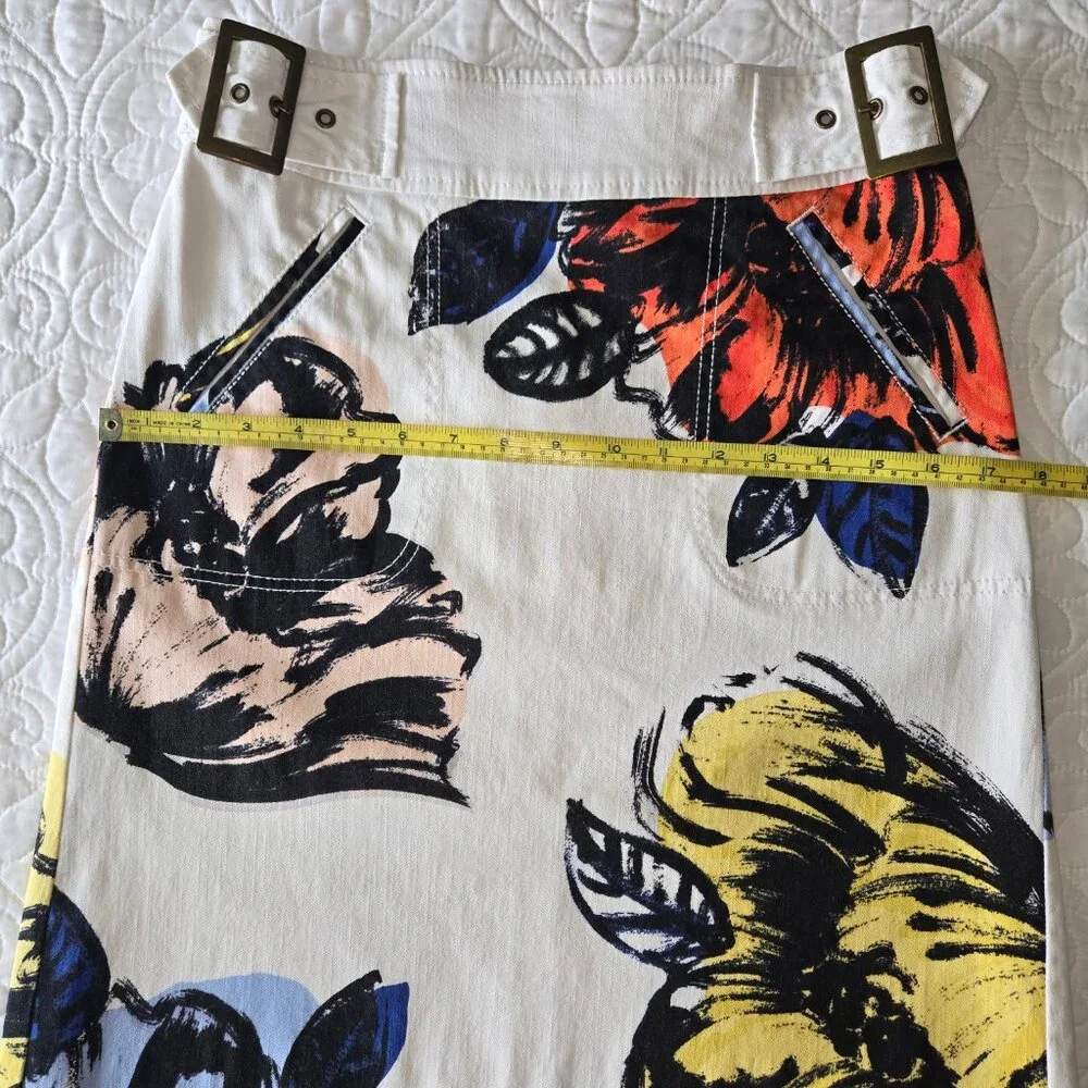 Anthropologie Maeve Cotton Denim Floral pencil skirt in a Misses size 0 - Picture 15 of 16
